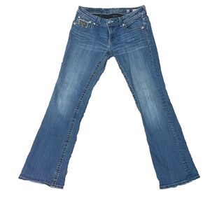 Miss Me✨Jeans Womens 31 Blue Boot Cut Mid Rise Denim JP6075B Black/Silver Accent